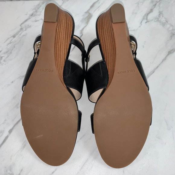 NWOT COLE HAAN  Grand 360 Black Leather Wedges - Picture 5 of 6